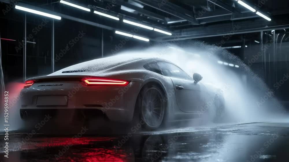 Aufkleber car in motion navigates dynamic environment with smooth rotations 3d