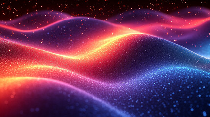 Abstract vibrant glowing wavy particles