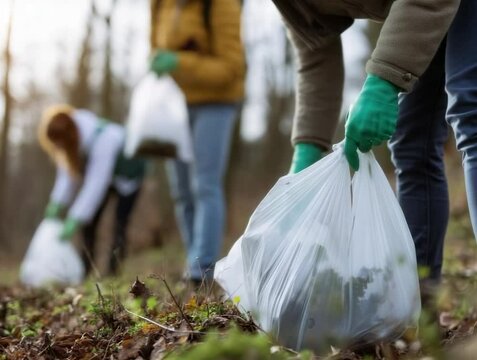 Community members participate in a cleanup event in a local park during autumn mornings
