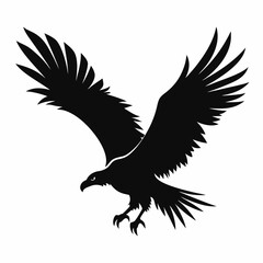 Vulture in flight silhouette vector design on a white background predatory bird illustration wildlife concept isolated