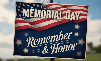 Memorial day sign american flag remember and honor patriotism