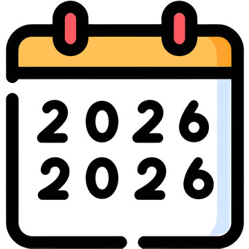 Stylized Calendar Icon Displaying the Year Two Thousand TwentySix