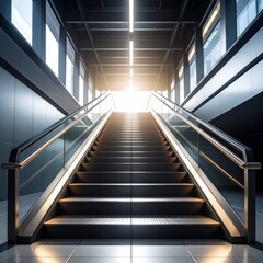 A set of escalators in a modern building representing progress and advancement in life