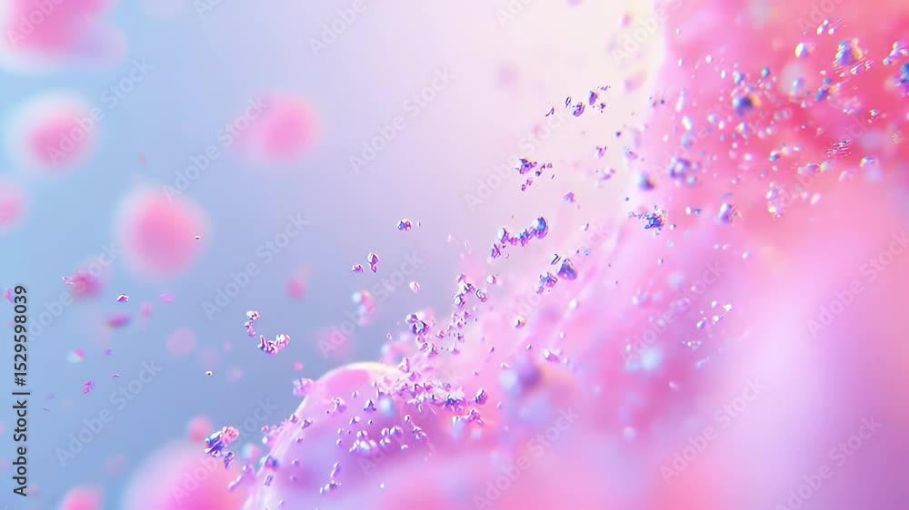Poster abstract gradient background with pink and purple hues with holographic shards creating a textured s