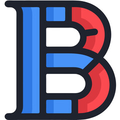 Stylized Letter B Icon with Blue and Red Color Scheme