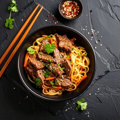 A tasty bowl of gansu hand-pulled beef noodles with succulent meat and flavorful broth