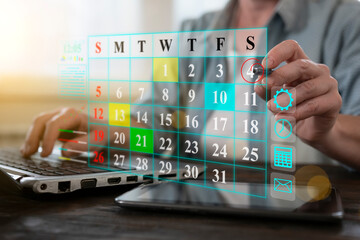 Digital planner and calendar application used for scheduling tasks in a modern workspace
