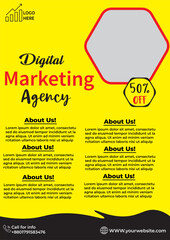 Flat design marketing strategy flyer template
