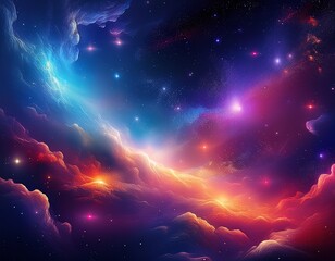 Obraz premium abstract cosmic sky with vibrant nebula and glowing stars