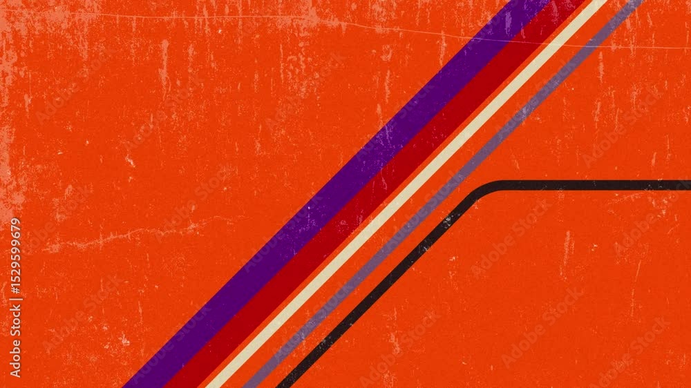 Poster an animated 70s-style background design in a futuristic retro aesthetic, featuring colorful lines. a