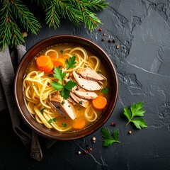 Flavorful bowl of goose noodle soup with meat and fresh vegetables in a comforting broth