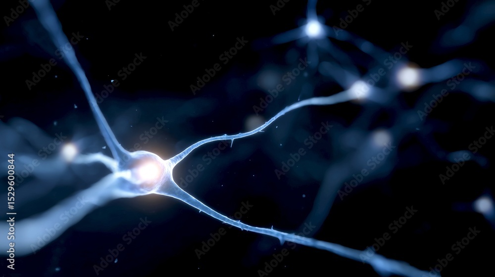 Aufkleber close-up view of interconnected neurons in a dark setting. this scientific image represents neural c