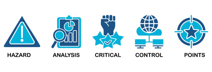 HACCP icon set vector illustration concept for hazard analysis and critical control points acronym in food safety management system