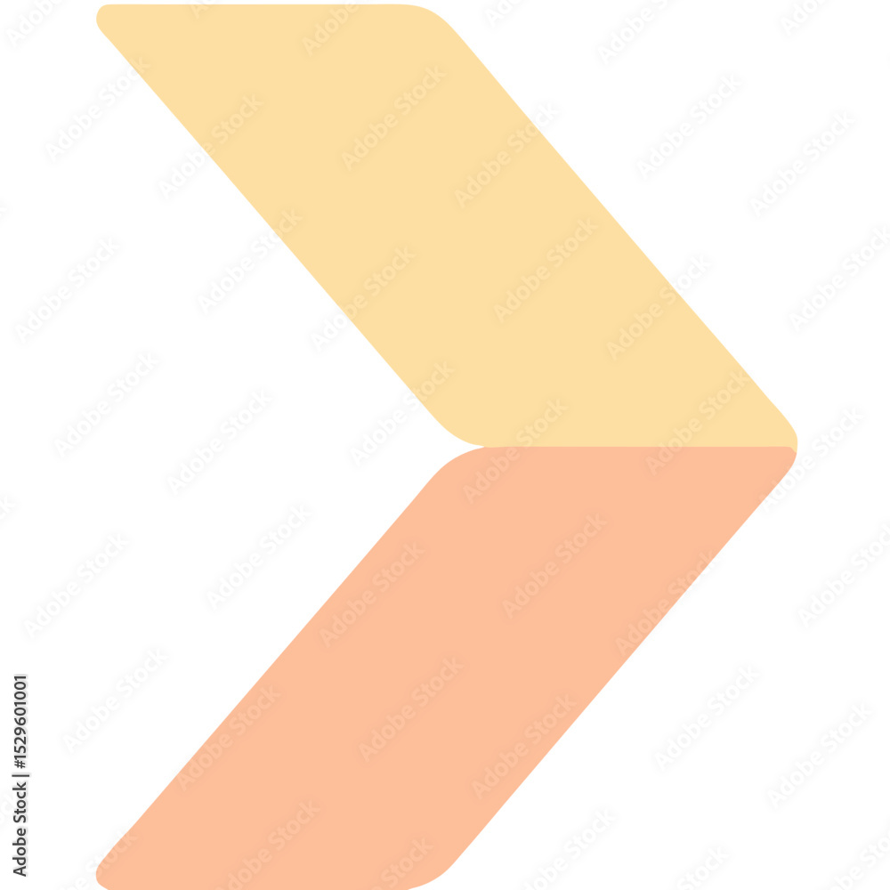 Poster twotoned chevron arrow with rounded edges pointing rightward direction