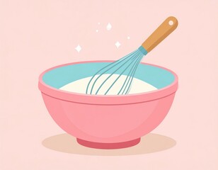 Pink Mixing Bowl With Whisk
