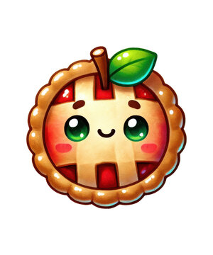 Naklejki Sweet and funny 3D cartoon apple cake illustration with a cute bunny decoration on a white background