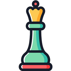 Vibrant Teal Chess Queen with Golden Crown