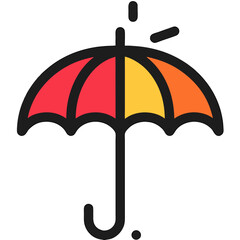 Vibrant TwoTone Umbrella Icon with Dynamic Splashes