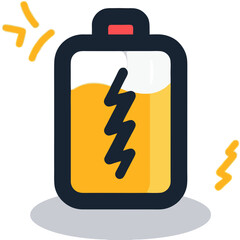 Vibrant Yellow Battery Icon with Energy Sparks