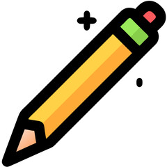 Vibrant Yellow Pencil Icon with Green Eraser and Plus Sign