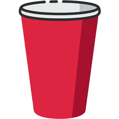 Vivid Red Disposable Cup Illustration
