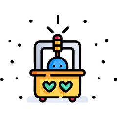Whimsical LoveThemed Ice Cream Maker Cartoon Illustration