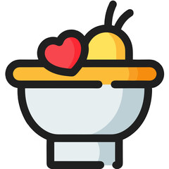 Wholesome Bowl of Fruit with a Heart Fresh and Delicious