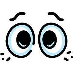 WideEyed Cartoon Eyes with Concerned Brows and Light Blue Highlights
