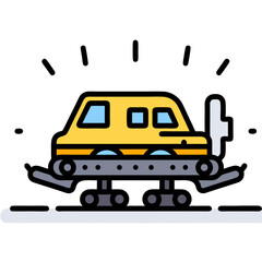 Yellow Snowcat with Detailed Tracks and Unique Design for Winter Travel