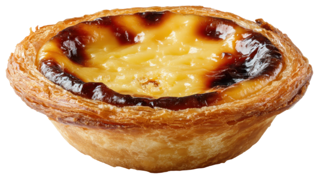 Delicious pastry with creamy custard filling and caramelized top. transparent background