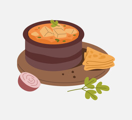 Malai Methi Paneer with Roti Illustration