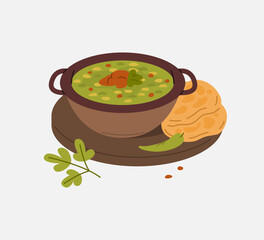 Punjabi Sabut Moong Dal with Paratha Illustration