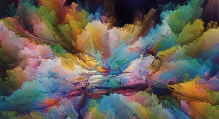 Chromatic burst of colors creates an otherworldly landscape of vivid textures and ethereal forms.
