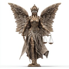 A majestic angel statue symbolizing justice and balance.
