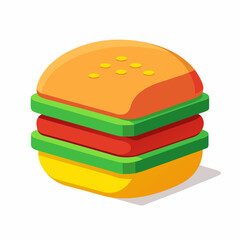 3D Icon of a Burger Fast Food Illustration Concept with Delicious Layers and Vibrant Colors