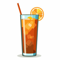 Realistic Long Island Iced Tea Cocktail Illustration on White Background Vector Design for Bar or Restaurant