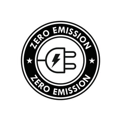 Zero Emission Icon Vector Stamp Black