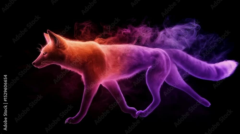 Aufkleber enchanting glowing fox with dynamic motion and smooth camera turns 3d