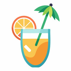 Vibrant Tropical Drink Icon A Refreshing Vector Illustration for Summer Designs and Cocktail Themed Projects on