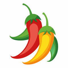 Simple Chillies Vector on White Background