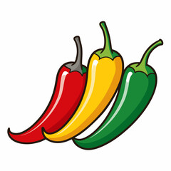 Simple Chillies Vector on White Background