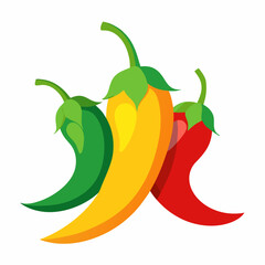 Simple Chillies Vector on White Background