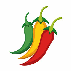 Simple Chillies Vector on White Background
