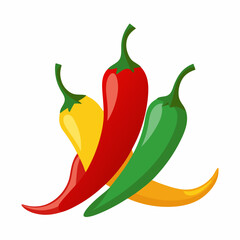 Simple Chillies Vector on White Background