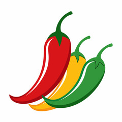 Simple Chillies Vector on White Background