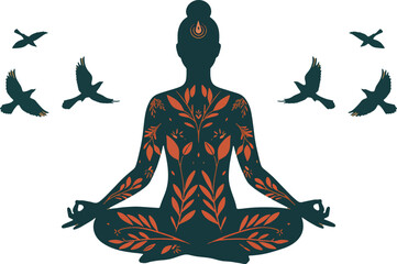Mindfulness, Yoga, and Inner Peace A Serene Illustration of Tranquility