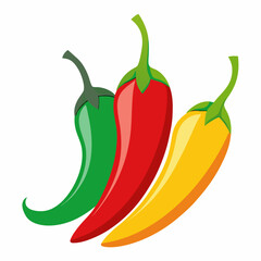 Simple Chillies Vector on White Background