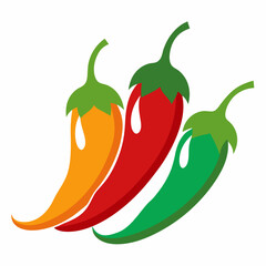 Simple Chillies Vector on White Background