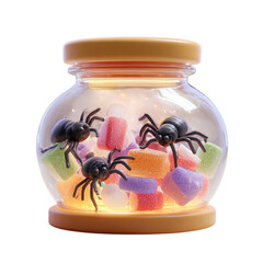 Halloween Candy Jar Spiders 3D Render.
