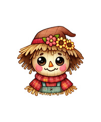 A cartoon vector illustration features a funny clown with a flower and a wreath, a little girl with a fan, and a funny owl character wearing a Christmas hat